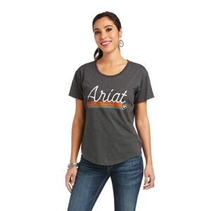 Ariat Charcoal Tee with Striped Logo